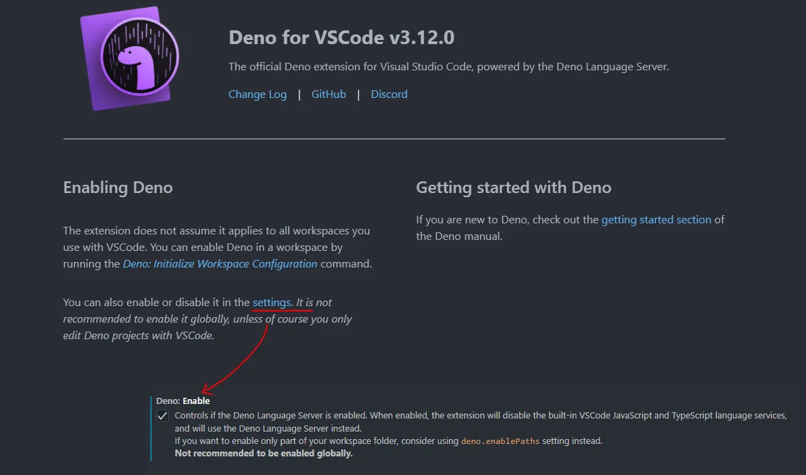 Deno 的 VS Code 外掛